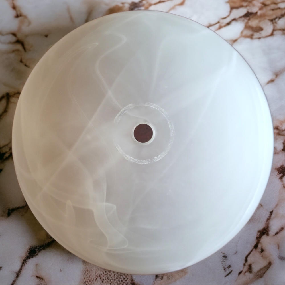 Vtg White Iridescent Marbled Glass Electrical Lamp Light Fixture Center Mount